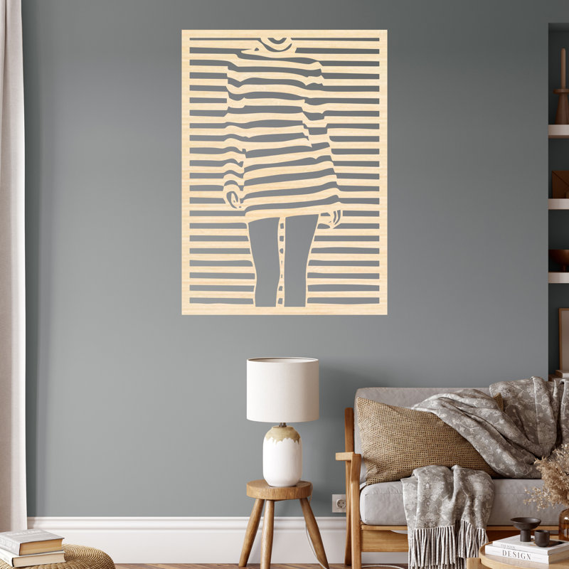 Art mural rectangulaire de femmes avec découpes - bouleau baltique naturel, H 32 po x l 23,1 po x P 0,25 po