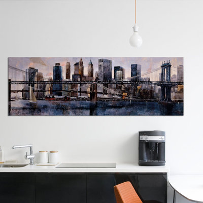 «Brooklyn And Manhattan Bridges», reproduction d'impression sur toile tendue