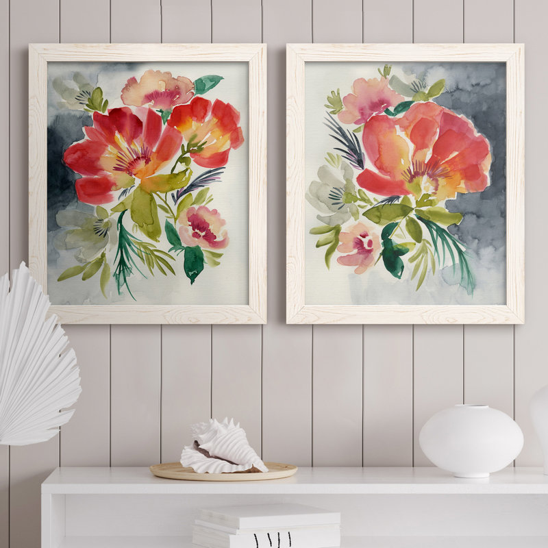 Twilight Brights I - ensemble de 2 peintures sur toile encadrées, Toile blanche encadrée, H 20 po x l 17 po x P 1 po