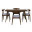 Ensemble de salle à manger 5 pièces 1 table 4 chaises, structure en bois d'hévéa, plateau en faux bois, rétro - élégant pour la cuisine et la salle à manger familiale-1870721490