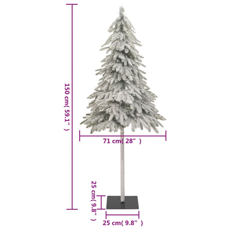 Arbre de Noël artificiel pin blanc avec aiguilles réalistes, H 59,1 po