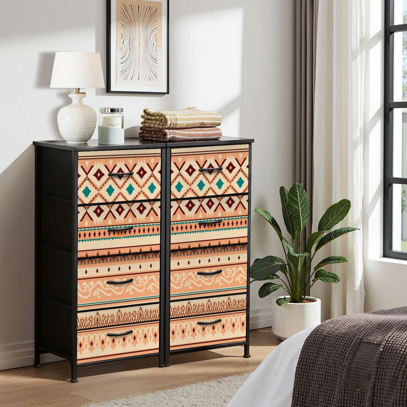 4 Drawer Dresser for Bedroom, Narrow Chest of Drawers, Wooden Top and Study Iron Frame 18"x37.5"-(WxH)