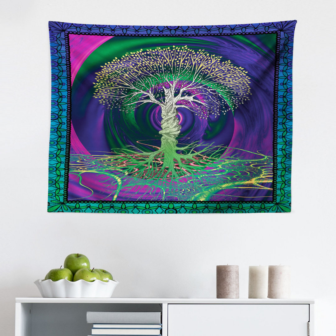 Wandbehang Digital Psychedelic Baum des Lebens Drehen Gothic Hintergrund Mystery Display