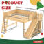 Lit mezzanine en bois massif avec tablettes de rangement, garde-robe et glissade amovible pour enfants, taille simple / double / grand-129527506-129527511