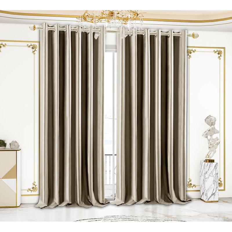 Blackout Curtain Pair, Mink, 46cm Width x 72cm Drop