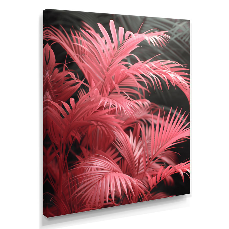 Décoration murale rose et gris glamour - palmiers et palmiers, Toile tendue, H 24 po x l 32 po