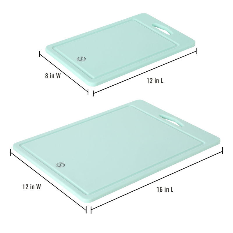 Ensemble de 2 planches à découper en polypropylène Martha Stewart (16 po x 12 po et 12 po x 8 po) - Lin, Bleu