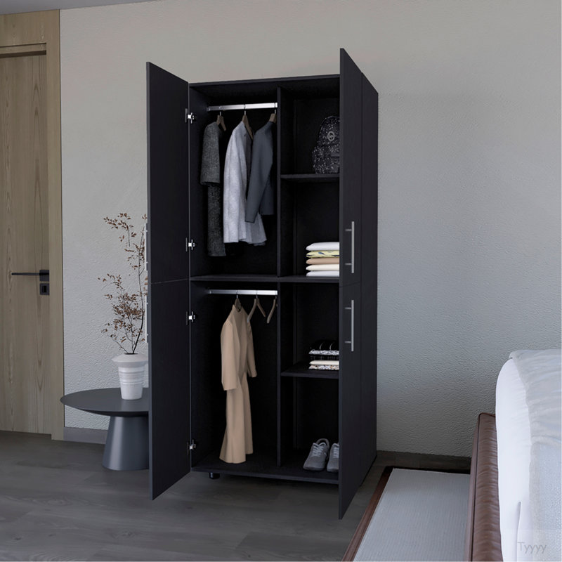 Armoire Moscow, chambre à coucher, noir, Noir