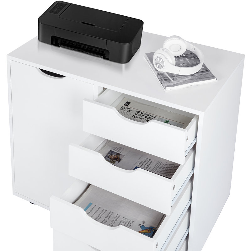 Classeur de bureau 5 tiroirs Coheman, Blanc