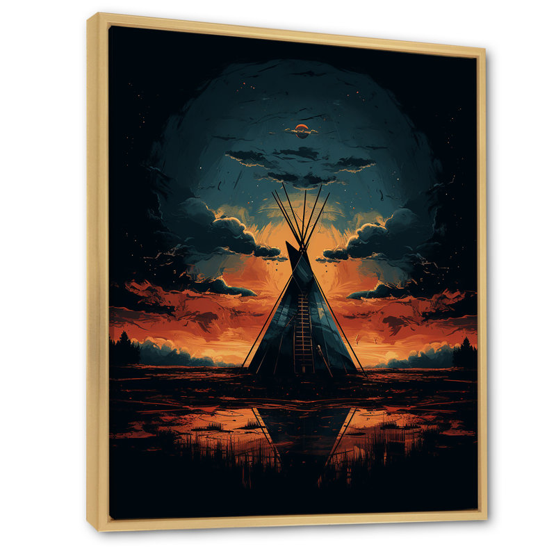 Tipi des Gris - voyage des tribus - imprimé, H 32 po x l 24 po x P 1 po, Cadre naturel flottant