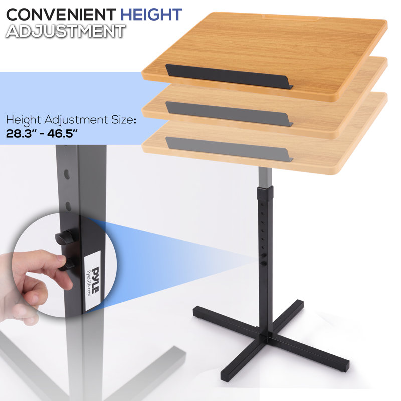 Adjustable Black and Wood Portable Lectern Stand