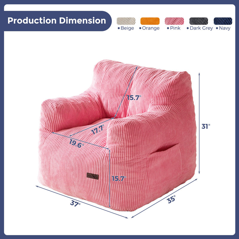 Fauteuil à billes en velours côtelé, Velours côtelé rose