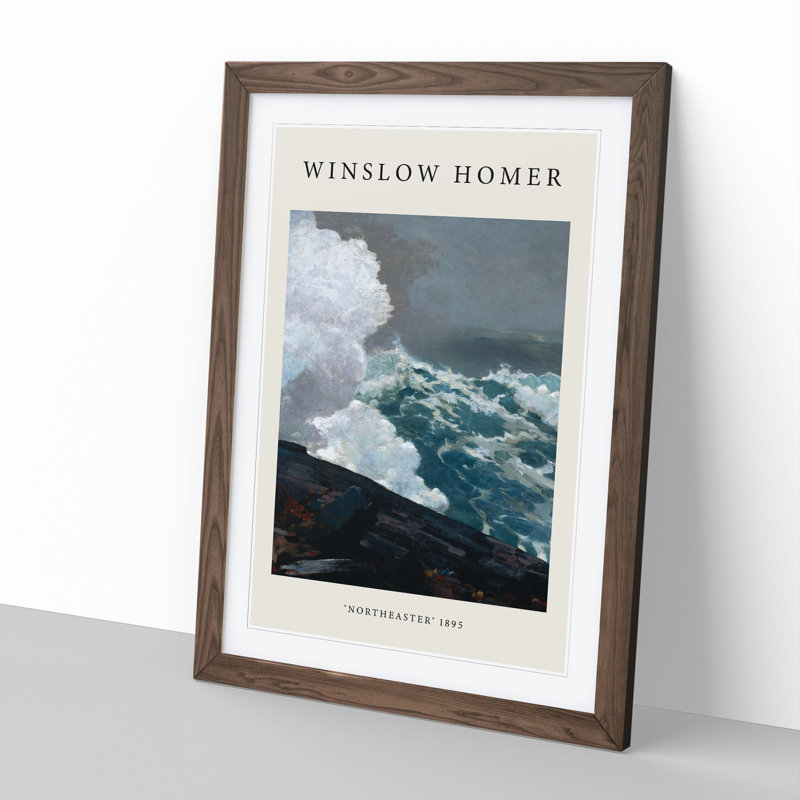 Northeaster by Winslow Homer - Picture Frame Painting, Walnut, 36cm H x 27cm W x 2cm D