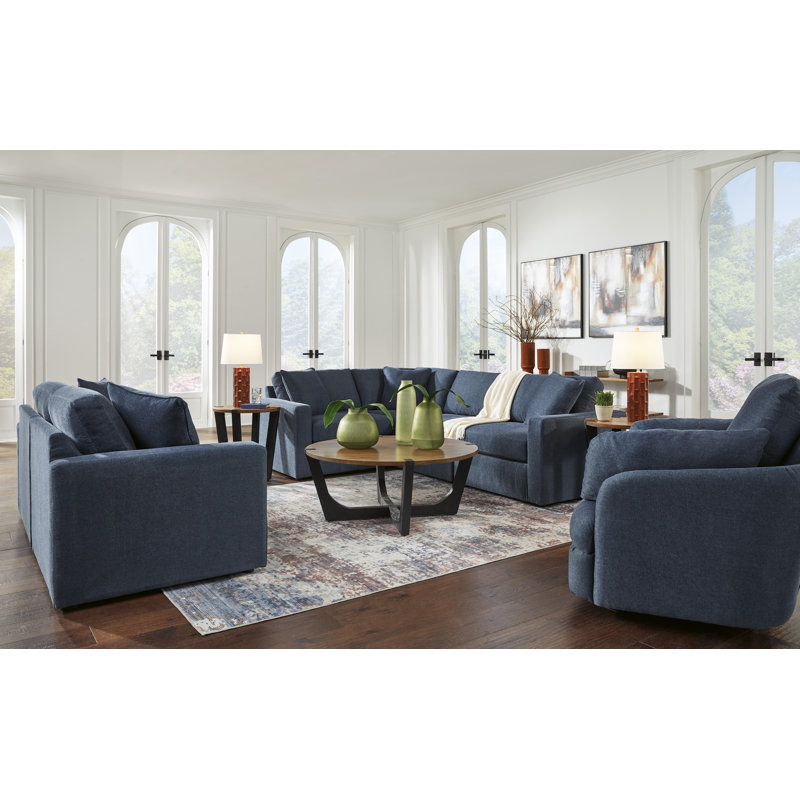 Canapé modulaire 3 pièces, causeuse modulaire 2 pièces et fauteuil inclinable pivotant Modmax, Marine