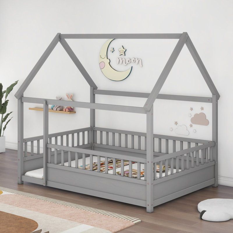 Abderraouf Bed, Full, Gray