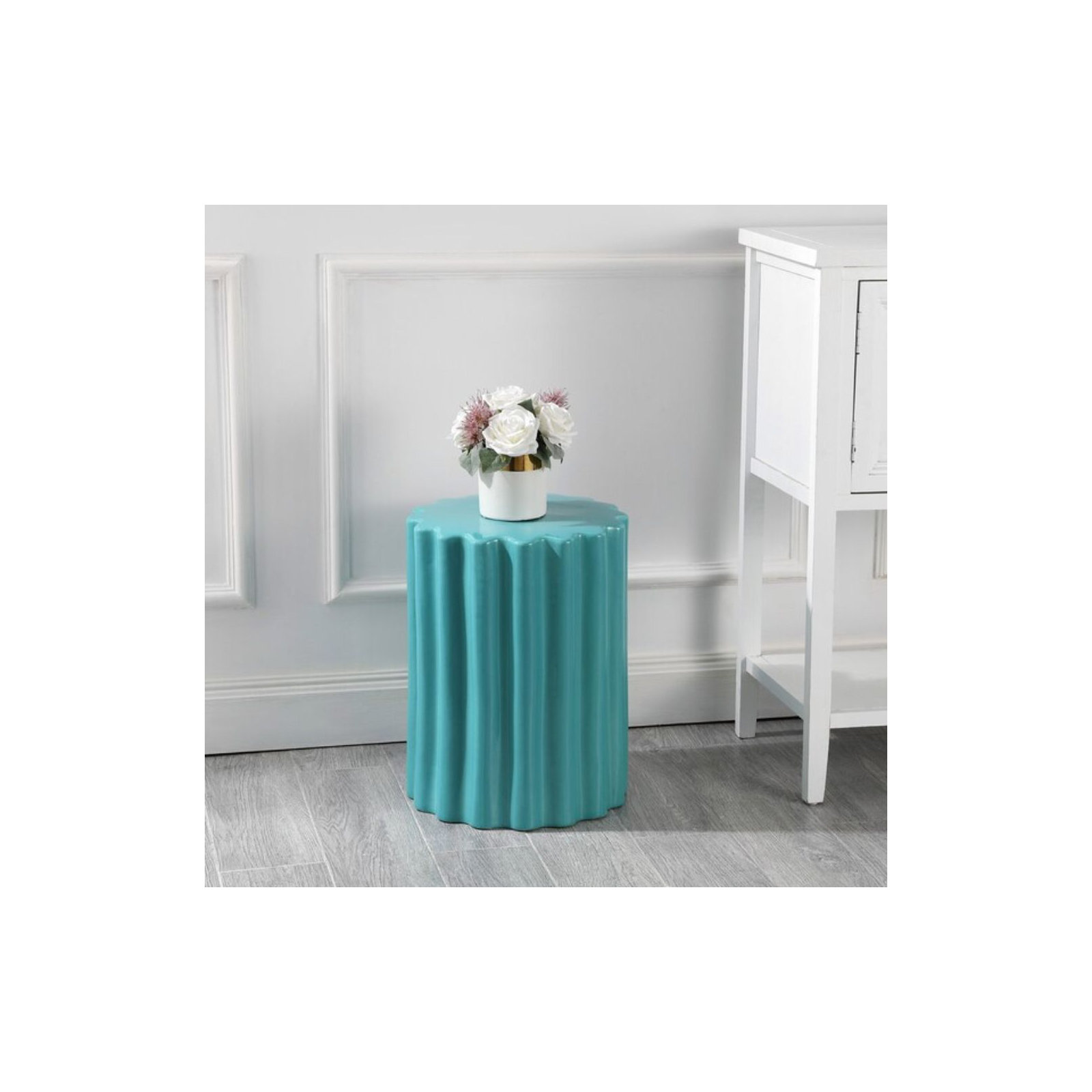 Pier Ceramic Accent Stool, Blue