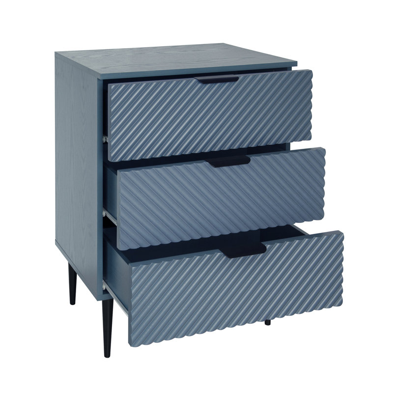 Armoire 3 tiroirs, armoire de rangement décorative, convient à la chambre à coucher, au salon et au bureau, Bleu