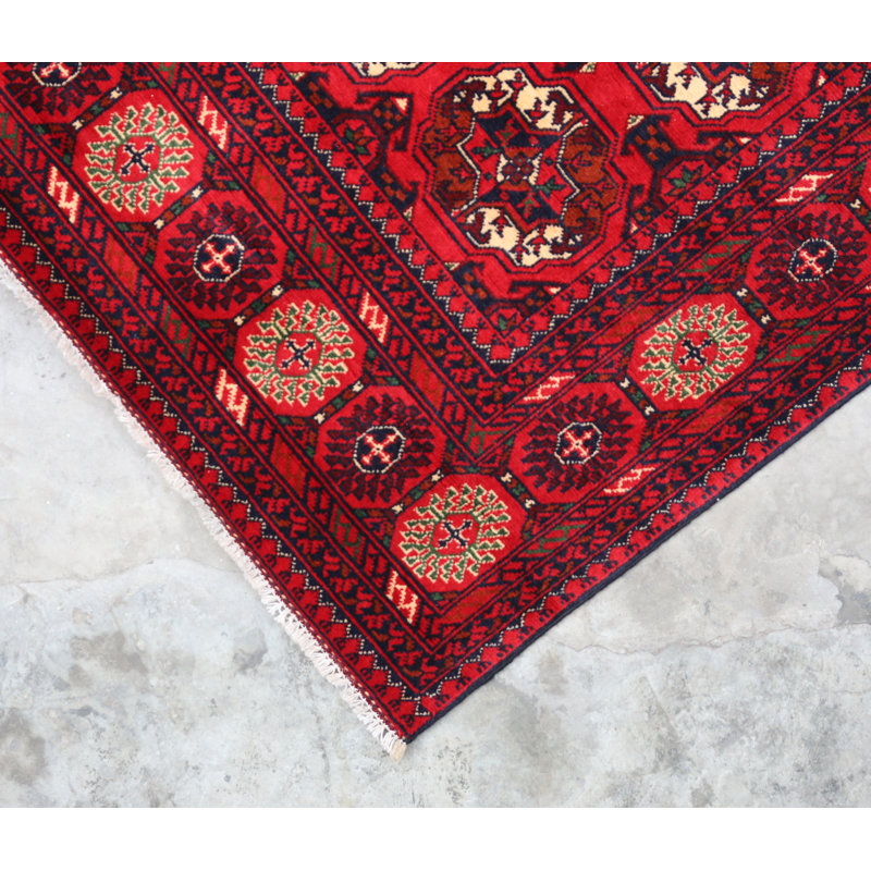 Afghan Hand Woven Wool Oriental Area Rug, Rectangle 6'8" x 9'9"