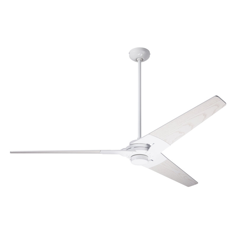 Torsion Downrod Ceiling Fan, Gloss White, Handheld Remote, Whitewash