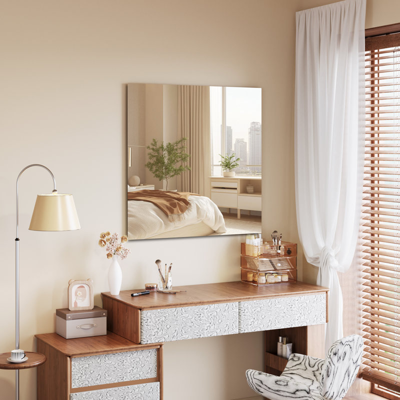 Frameless Tempered Glass Mirror, Square, 36" x 36"