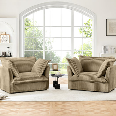 2 Slipcovered Armchairs - Blue Chenille Fabric, Deep Seat Comfort For Living, Bedroom, Reading, Work Build Armchair Collection Seating Zone Soft Pillo