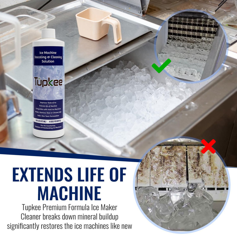 Tupkee Ice Machine Cleaner Solution – 16 Fl Oz Ice Maker Cleaner Descaler, Nickel Safe - Compatible For Affresh, Whirlpool 4396808, Manitowoc, Kitchenaid, Scotsman - Pack Of 2