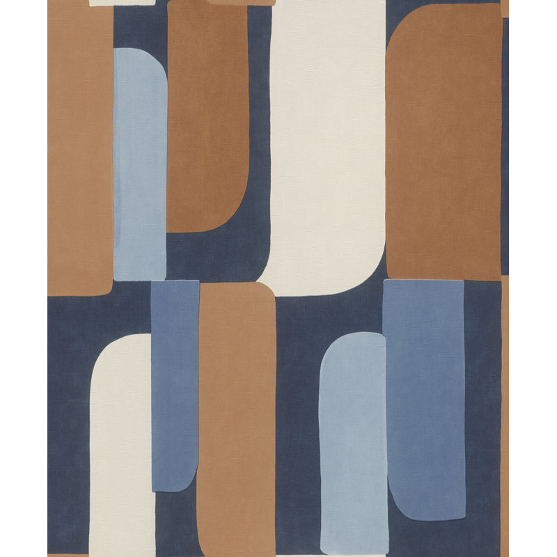 Papier peint géométrique Yetter, Bleu