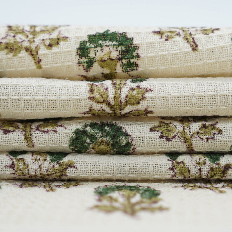 Discover Floral Hand Block Print Cotton Waffle Hand Towels 17X32 Unique Design & Premium Quality (Chirayu ), Green