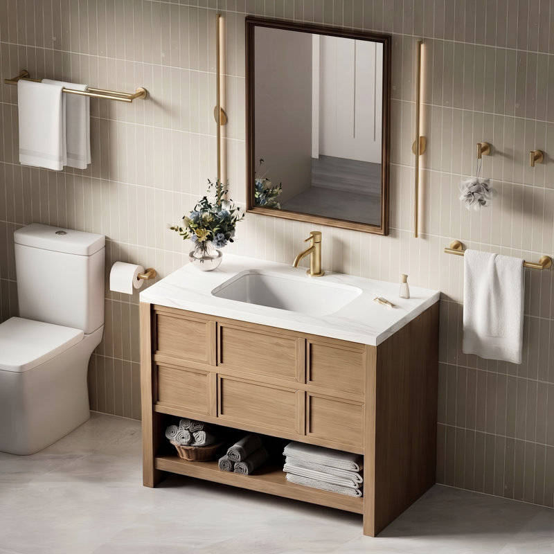 Radius 4-Piece Bathroom Hardware Set in Brushed Gold, Brushed Gold