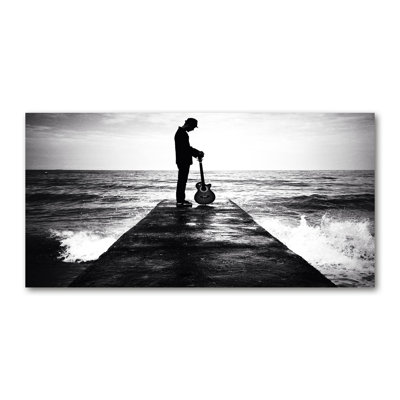 Guitarist on the Pier 1 Piece Wrapped Canvas Wall Art