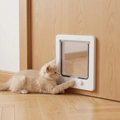 X-Large 4-Way Locking Pet Door For Cats Up To 25 Lbs, Frame Size 9.8 X 11.6 In, Easy Install, For Interior/Exterior Doors