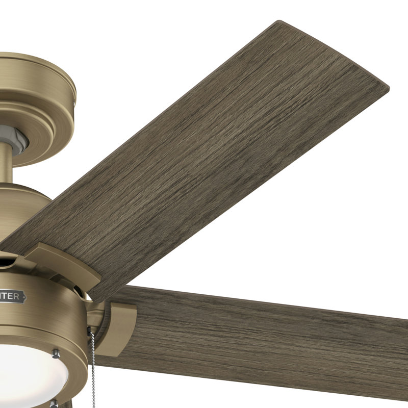 44" Erling 5 - Blade Ceiling Fan with LED Light Kit and Pull Chain, Burnished Brass