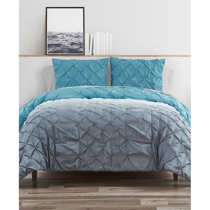 Modern & Contemporary Box Stitch Ombre Comforter, Queen Comforter + 6 Additional Pieces Included