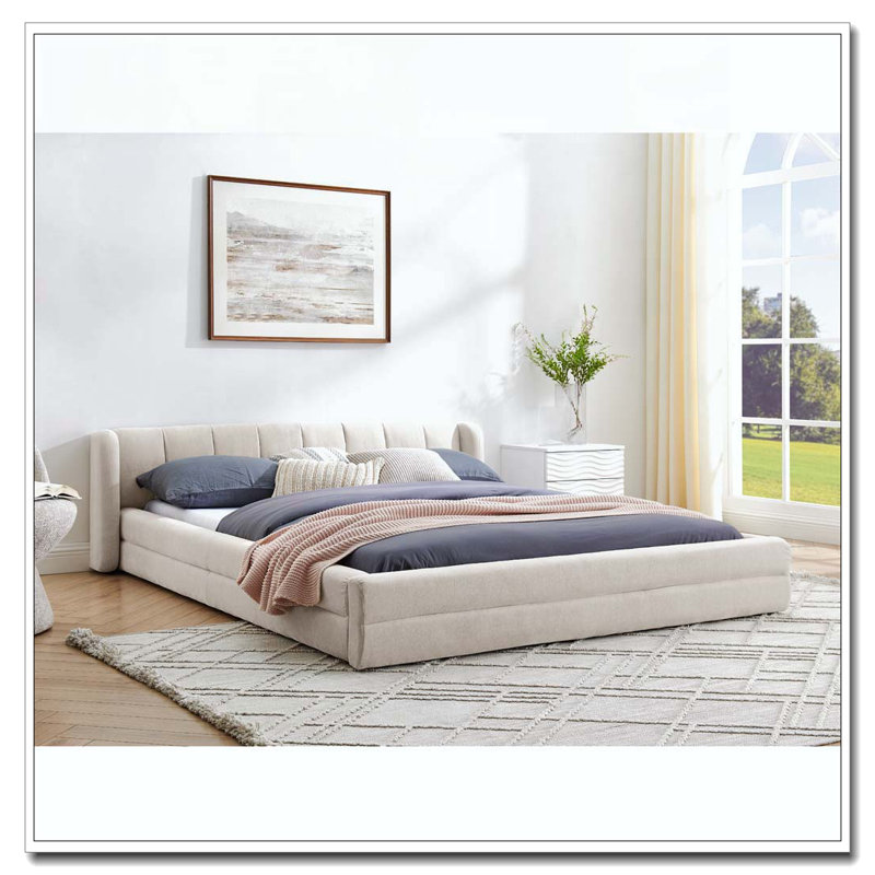 Structure de lit en chenille avec tissu épais, Beige