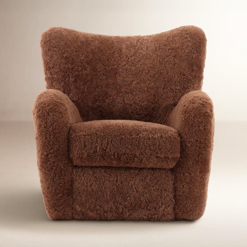 Bristow Wingback Chair, Amber Shearling