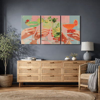 «Vibrant Cocktail Party», images de célébration de boisson estivale, impression sur toile encadrée, impression numérique