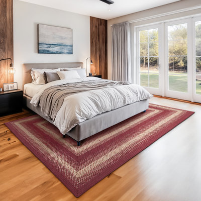 Autumn Maple Non Shedding Premium Jute Burgundy/Tan Rug