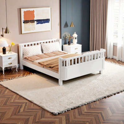 Lit plateforme pour enfant à profil bas avec rails de sécurité - Canapé-lit en bois moderne pour tout-petits et garçons et filles | Coins arrondis faciles d'accès pour un repos sécuritaire