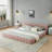California King Size Upholstered Bed Frame With Thick Fabric, Chenille Fabric Grounded Platform Bed With Headboard And Solid Frame-738854778-764291691-755081481