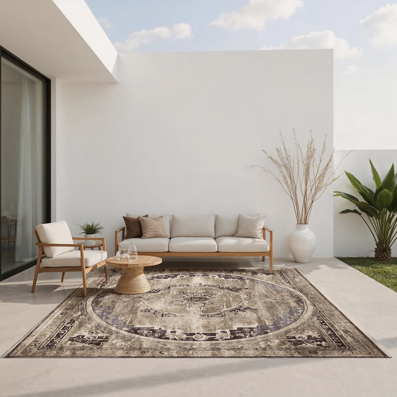 Tapis intérieur et extérieur Mycenaean Elegance, Rectangulaire 8 pi x 10 pi