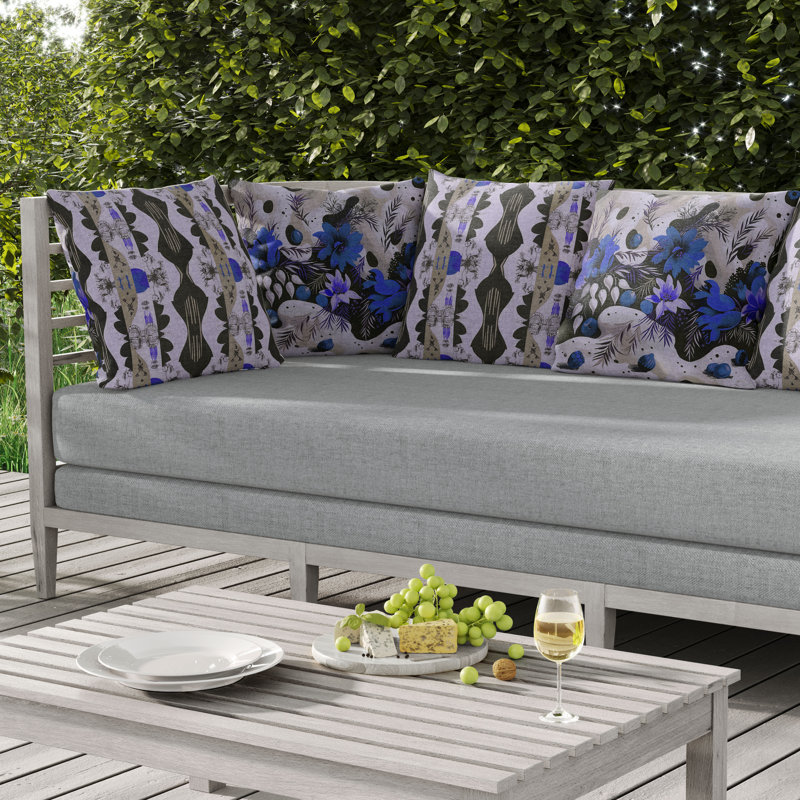 Coussin charmant, H 20 po x l 20 po, Bleu et noir
