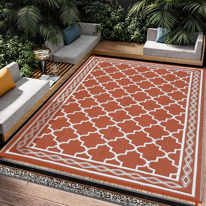 Morocco Outdoor Mats Plastic Straw Rug Waterproof Modern Washable Outdoor Rug for Garden Backyard Picnic Camping RV Deck Beach Trailer