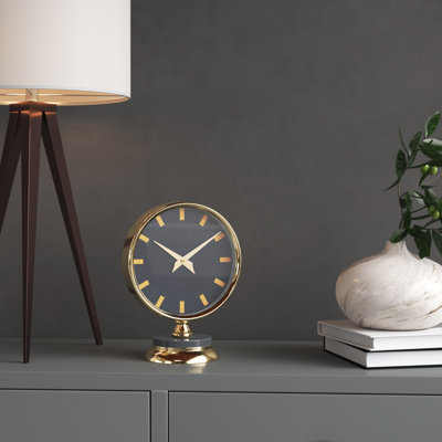Appomattox Modern & Contemporary Analog Stainless Steel Mechanical Tabletop Clock in Gold