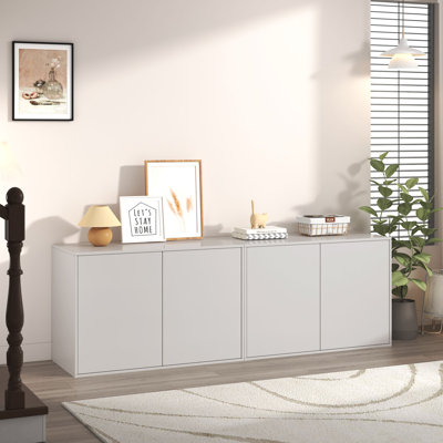Hyland 62.98 Inches, Rectangular Buffet Cabinet, With 4 Doors, Ivory White