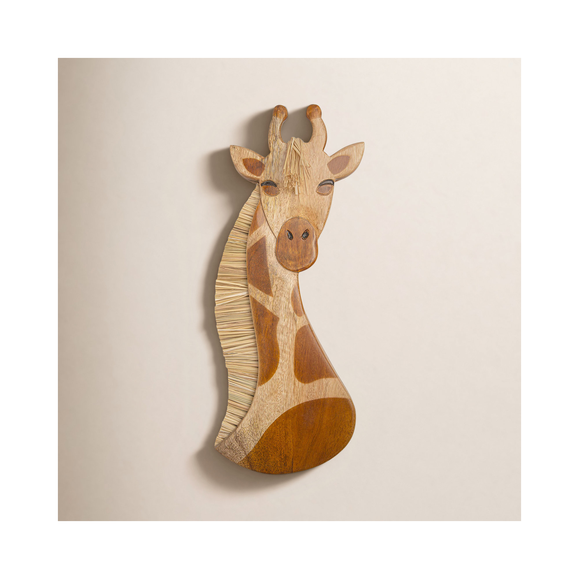 Rhys Giraffe Hand-Crafted Wooden Wall Décor For Baby Nursery or Kid's Room, Crane Baby