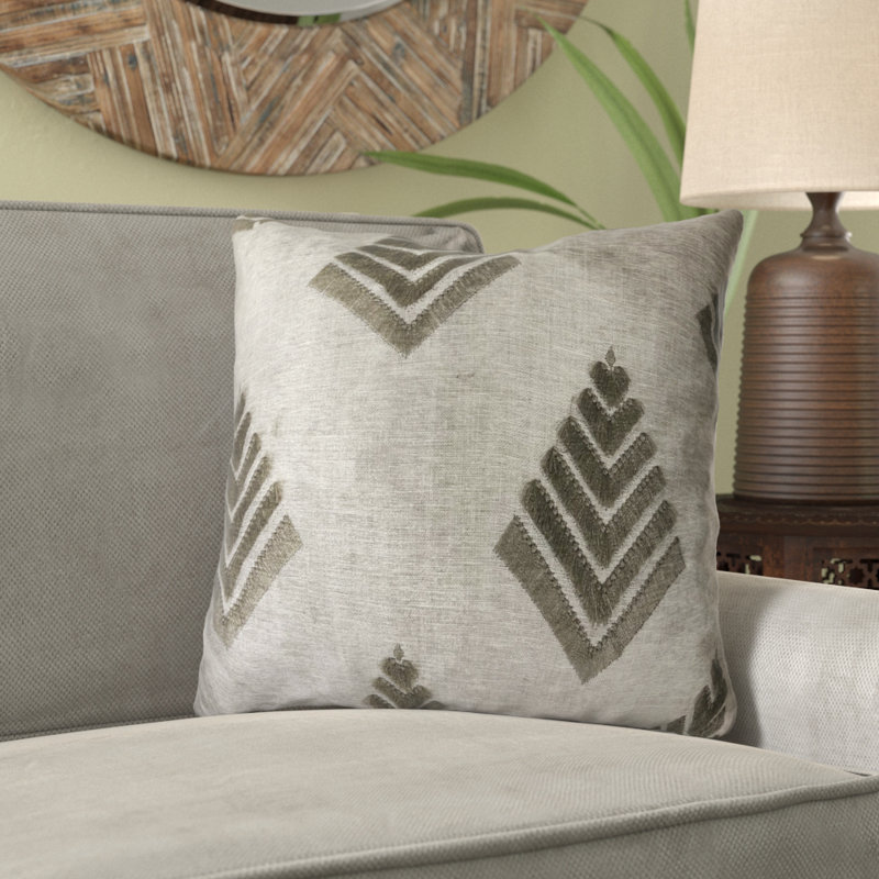 Embroidered Outdoor Reversible Throw Pillow, 16" x 16", Throw Pillow