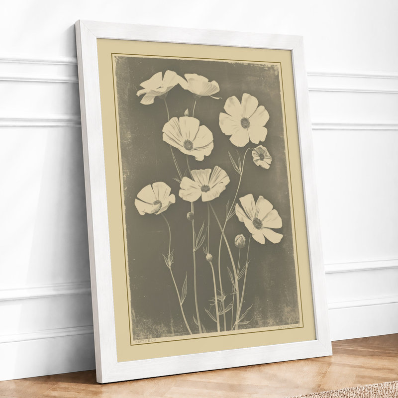 Wildflower Stems Botanical - Framed Print, A4 - 29.7 x 21.0 cm, White