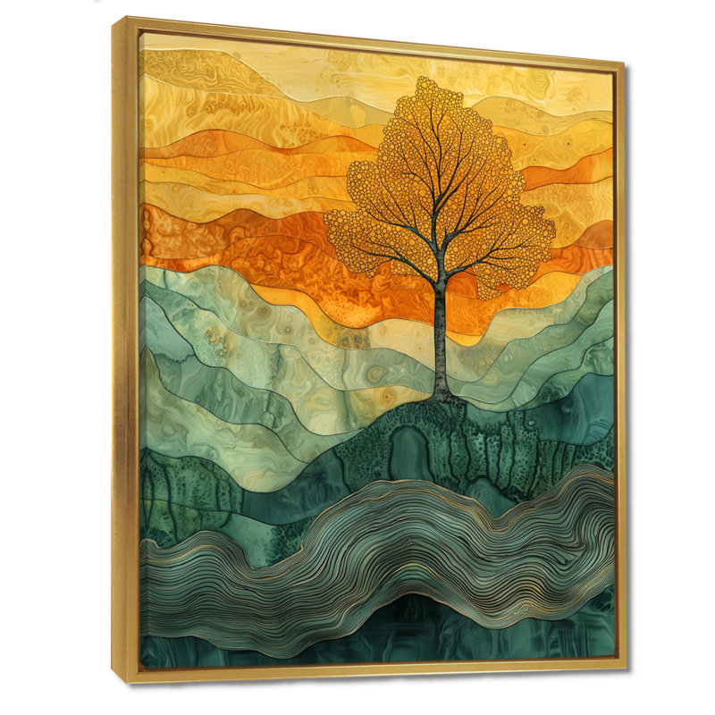Eastwood - paysages, impressions sur toile, Impression encadrée flottante, H 20 po x l 12 po, Doré