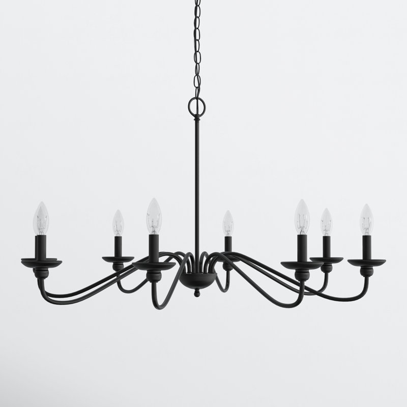 Lustre en acier à intensité variable Delvona, Noir mat, 8