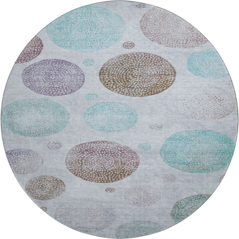 Premium Machine Washable Farolt AMF1897 Geometric Rug, Round 8'